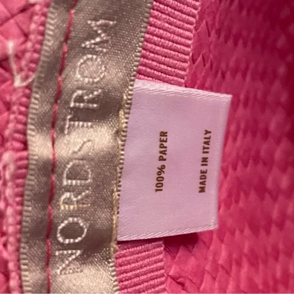 Nordstrom Fine Italian Floppy Pink Straw/Paper Wide Brim Hat NWOT New! - Picture 3 of 5
